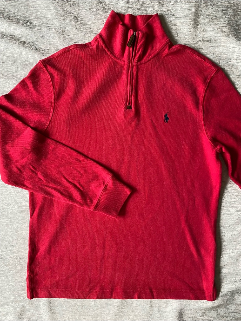 Ralph Lauren Men’s Red Quarter-Zip Pullover Navy pony Logo